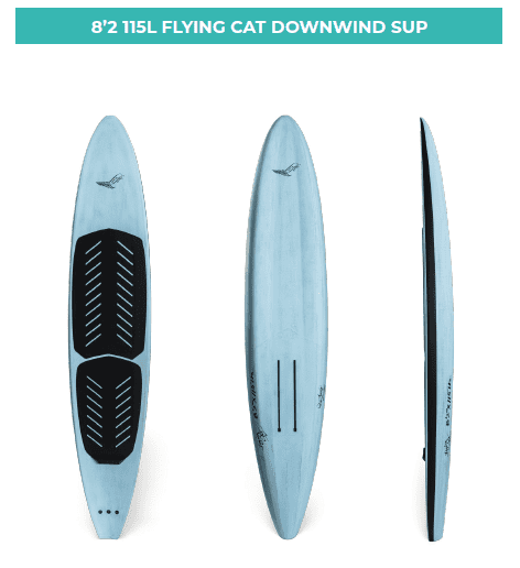 8’2” 115L Flyng Cat Downwind SUP, planche à voile électrique, foil, foil électrique, matériel de glisse, sport aquatique, foil de surf, downwind SUP, foil électrique France, équipement de planche à voile, spécialiste foil France.