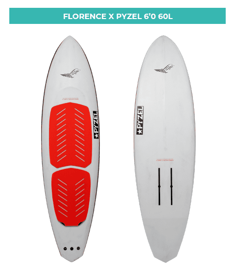 Capture d'écran 2025-02-24 164042 Vague de foil électrique pour loisir et compétition, modèle Florence X Pyzel 6' 60L, conçue pour la pratique du foil sur l'eau en toute sécurité et performance.