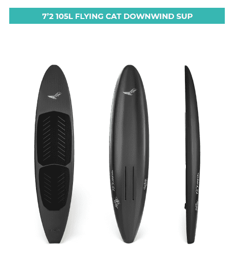 7'2 105L Flyng Cat Downwind Sup, planche à voile électrique pour la pratique du wing foil et du sup racing. Conception innovante et performances optimisées pour riders exigeants à la recherche d'une expérience nautique exceptionnelle.