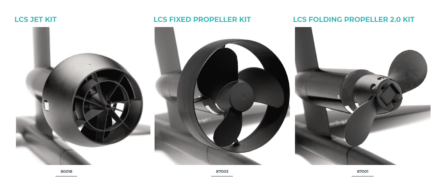 LCS jet kit pour foil électrique, technologie de propulsion pour sports aquatiques et loisirs nautiques.