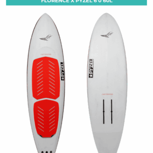 Vague de foil électrique pour loisir et compétition, modèle Florence X Pyzel 6' 60L, conçue pour la pratique du foil sur l'eau en toute sécurité et performance.