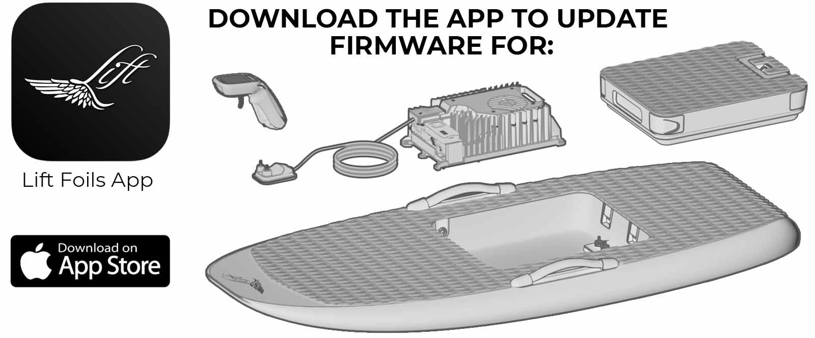 application Lift Foils affichant la mise à jour des firmwares