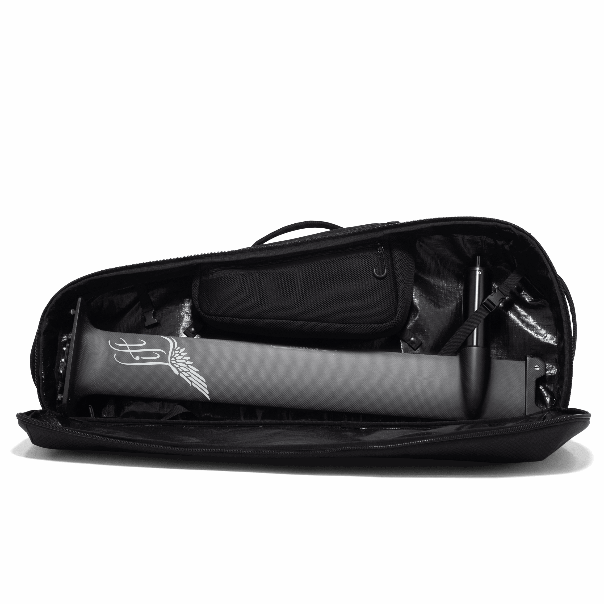 Propulsion LCS Carbone 55 — 32" Low Mount — présentée dans sa housse ouverte